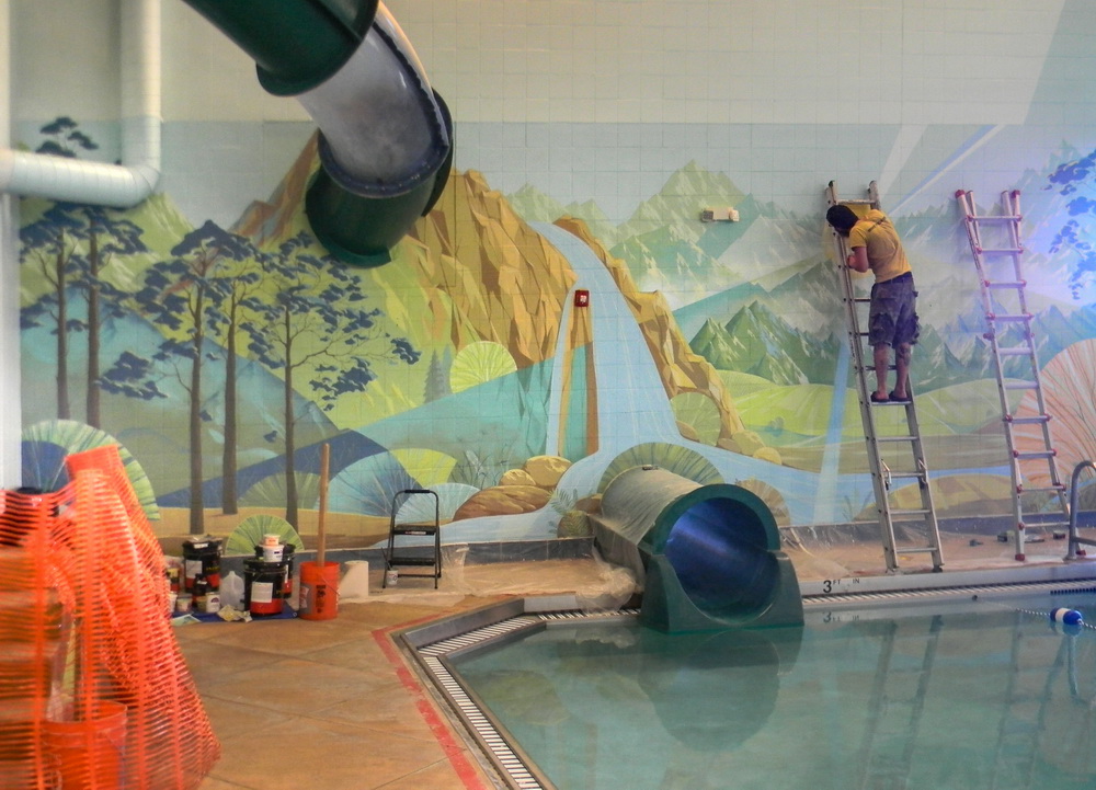 Interior_Mural_Lakewood_Link_Recreation_Center_Swimming_pool_wall_art_Yulia_Avgustinovich_Denver_Muralist_Public_Art