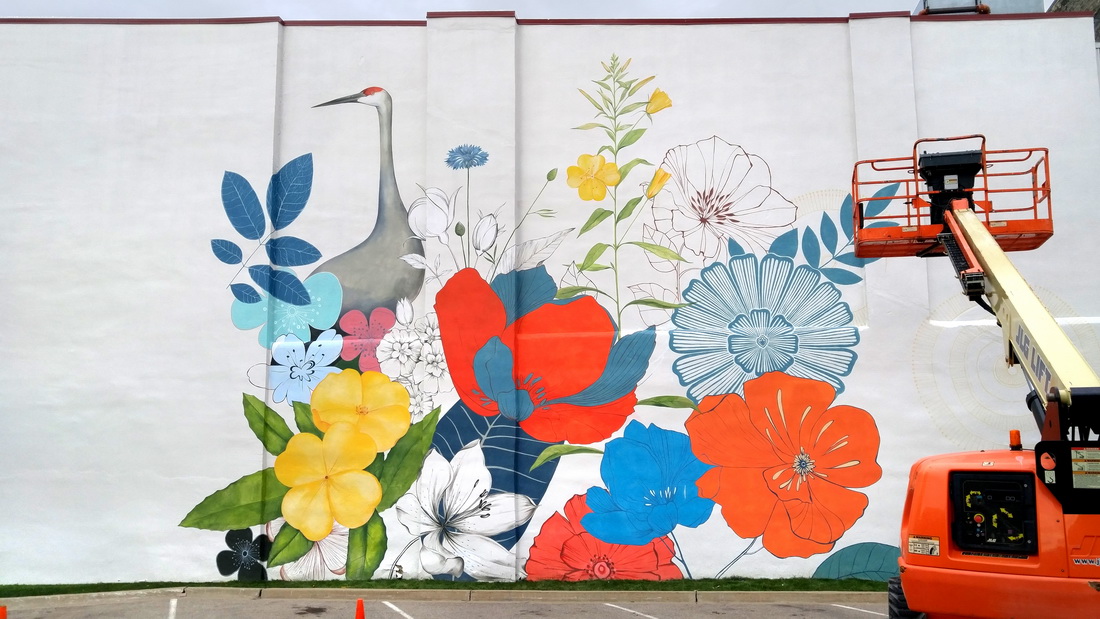 Yulia Avgustinovich Denver Muralist Rockford Mural Illinois Mural Floral Public Art