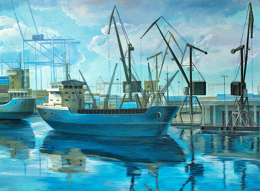 Interior Mural Painting: Port of Oakland