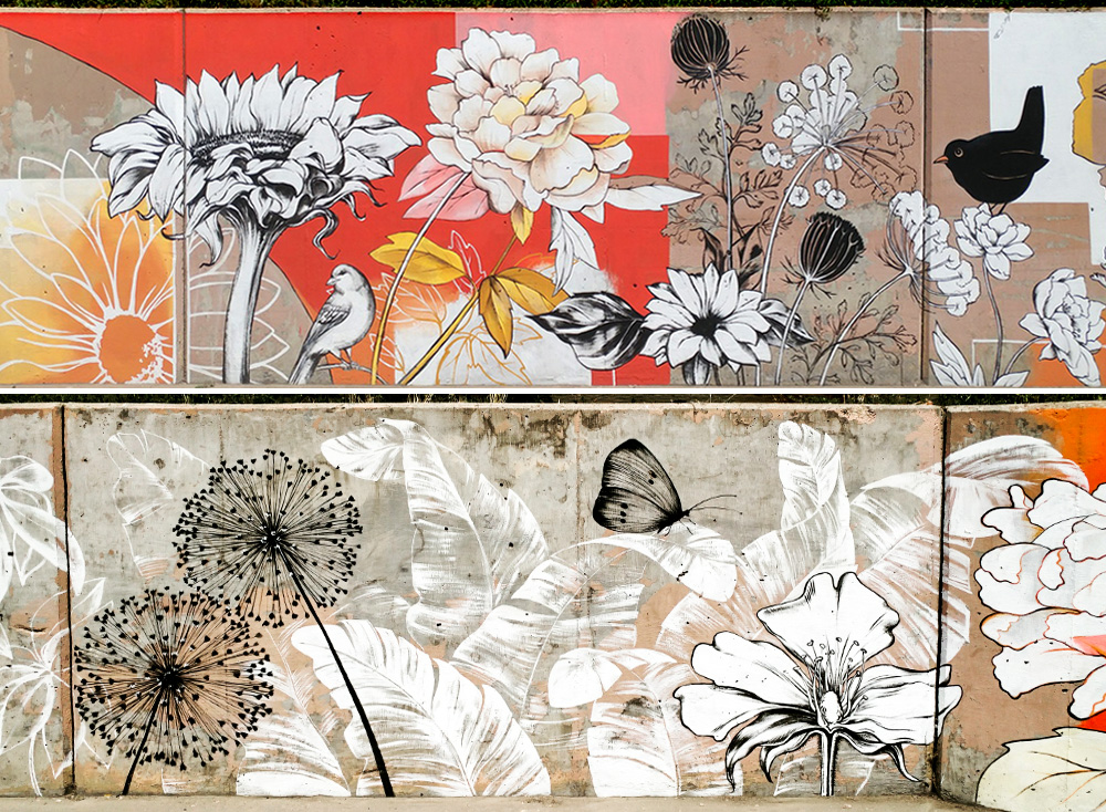 Floral Mural at the Cherry Creek Trail in Denver