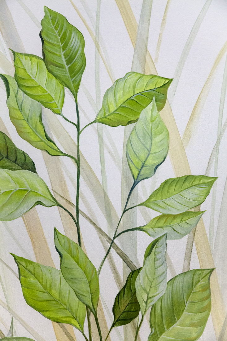 manhattan-mural-detail-native-ny-flowers-westcap Close-up detail of a floral mural featuring native New York plants inside a Manhattan office staircase.