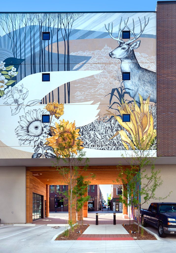 “All Is Well” public art mural on apartment complex in Caldwell, Idaho